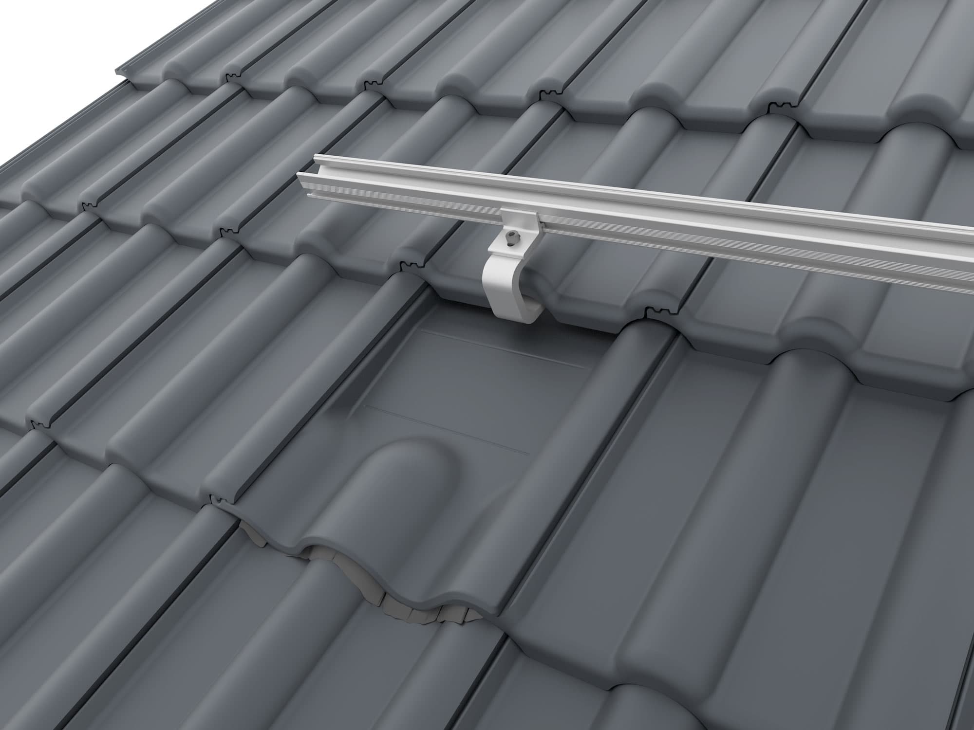 K2 4-Tile Metallersatzziegel, grau